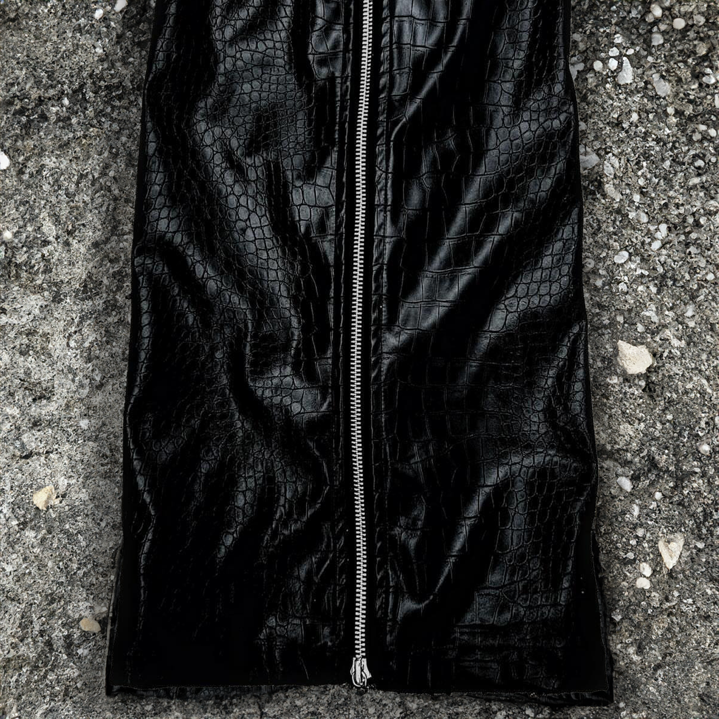 CHROME CROC LEATHER PANTS/50