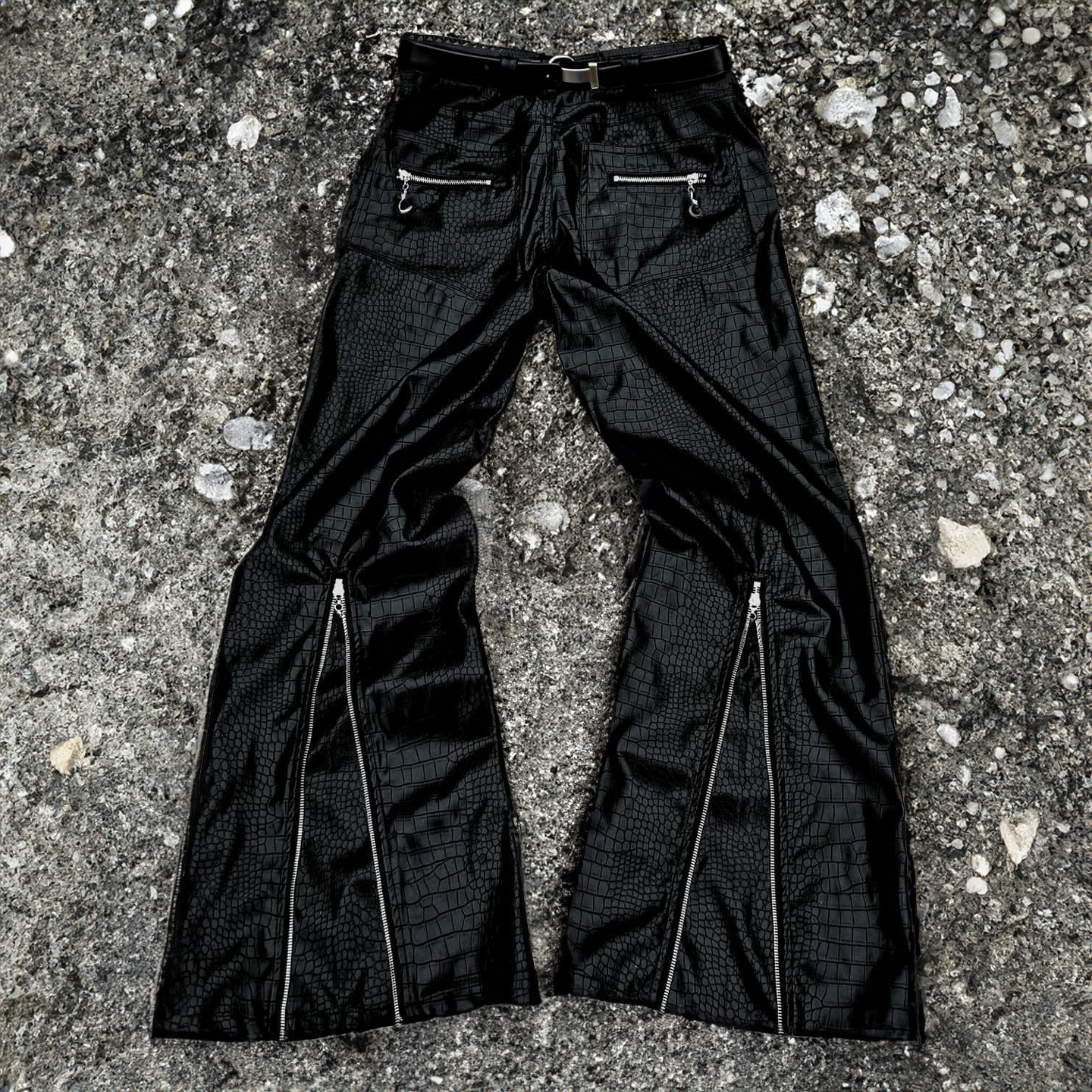 CHROME CROC LEATHER PANTS/50